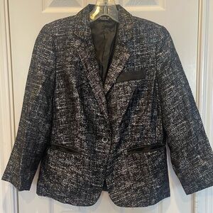 Allen B Schwartz Black Metallic Silver Blazer Sz Small